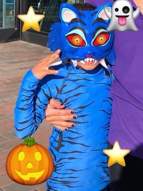 Derpy Kids Blue Tiger Halloween Costume, Small Top, 6X Bottoms